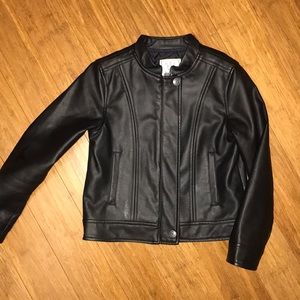 Girls Black Pleather Moto Jacket